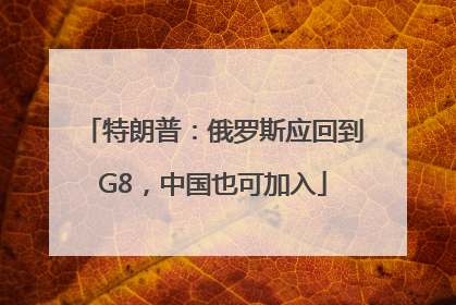 特朗普：俄罗斯应回到G8，中国也可加入