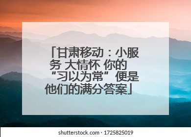 甘肃移动：小服务 大情怀 你的“习以为常”便是他们的满分答案