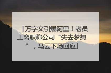 万字文引爆阿里！老员工离职称公司“失去梦想”，马云下场回应