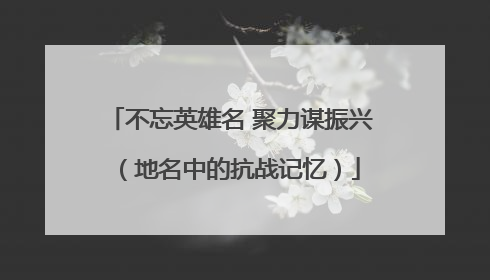 不忘英雄名 聚力谋振兴（地名中的抗战记忆）