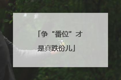 争“番位”才是真跌份儿