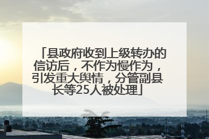 县政府收到上级转办的信访后，不作为慢作为，引发重大舆情，分管副县长等25人被处理