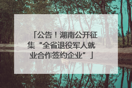 公告！湖南公开征集“全省退役军人就业合作签约企业”
