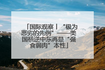 国际观察丨“极为恶劣的先例”——美国横逆中东再显“强食弱肉”本性