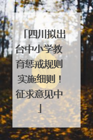 四川拟出台中小学教育惩戒规则实施细则！征求意见中