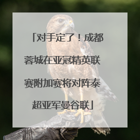 对手定了！成都蓉城在亚冠精英联赛附加赛将对阵泰超亚军曼谷联