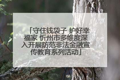守住钱袋子 护好幸福家 忻州市多维度深入开展防范非法金融宣传教育系列活动