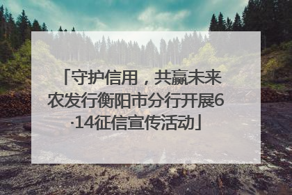守护信用，共赢未来 农发行衡阳市分行开展6·14征信宣传活动