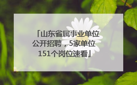 山东省属事业单位公开招聘，5家单位151个岗位速看