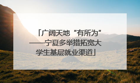 广阔天地“有所为”——宁夏多举措拓宽大学生基层就业渠道