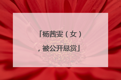 杨茜雯（女），被公开悬赏
