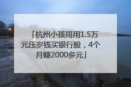 杭州小孩哥用1.5万元压岁钱买银行股，4个月赚2000多元