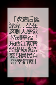 改造后挺漂亮，坐在这聊天感觉特别幸福！东西江家巷经提质改造变身居民自治幸福家