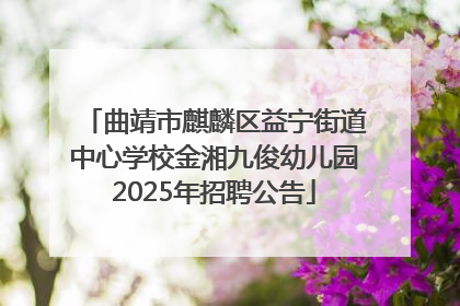 曲靖市麒麟区益宁街道中心学校金湘九俊幼儿园2025年招聘公告