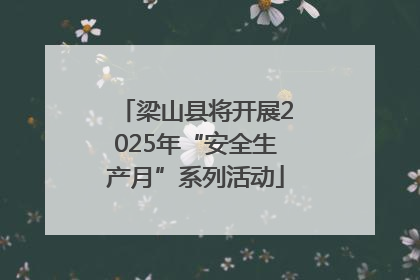 梁山县将开展2025年“安全生产月”系列活动