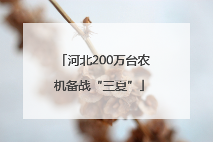 河北200万台农机备战“三夏”