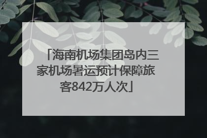 海南机场集团岛内三家机场暑运预计保障旅客842万人次