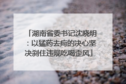 湖南省委书记沈晓明：以猛药去疴的决心坚决刹住违规吃喝歪风