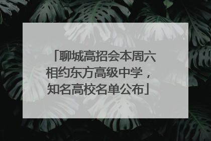 聊城高招会本周六相约东方高级中学，知名高校名单公布