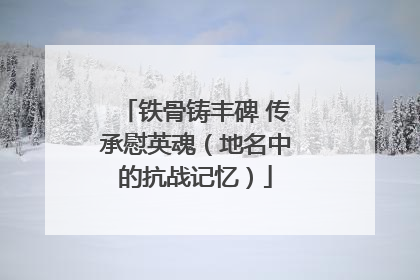 铁骨铸丰碑 传承慰英魂（地名中的抗战记忆）
