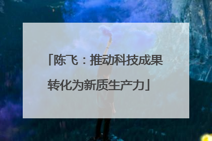 陈飞：推动科技成果转化为新质生产力