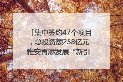 集中签约47个项目，总投资额258亿元 雅安再添发展“新引擎”｜数读西投