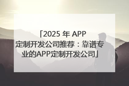 2025 年 APP 定制开发公司推荐：靠谱专业的APP定制开发公司