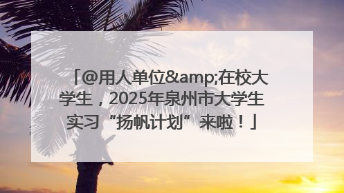 @用人单位&在校大学生，2025年泉州市大学生实习“扬帆计划”来啦！